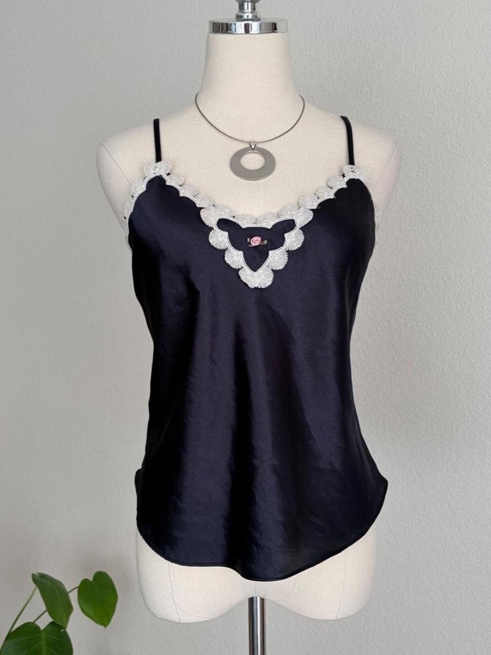 California Dynasty Black Satin Cami Top